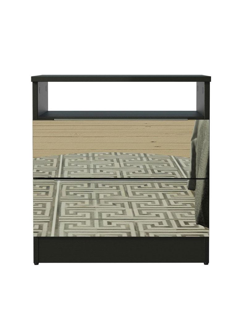 Mesa de Cabeceira Madesa 3227 2 Gavetas com Espelho Preto