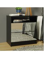 Mesa de Cabeceira Madesa 3227 2 Gavetas com Espelho Preto