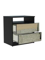Mesa de Cabeceira Madesa 3227 2 Gavetas com Espelho Preto
