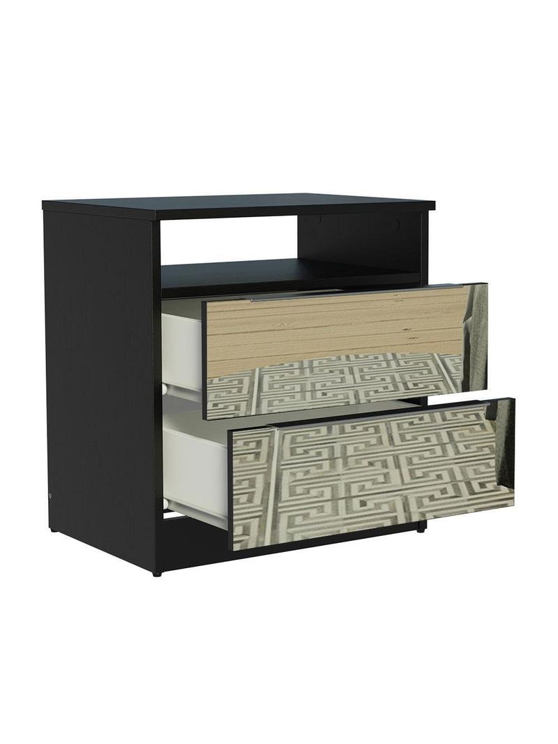 Mesa de Cabeceira Madesa 3227 2 Gavetas com Espelho Preto