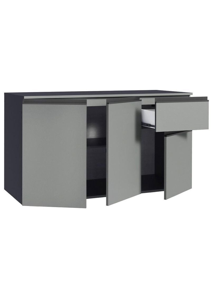 Balcão Gabinete de Pia Cozinha 3 Portas 1 Gaveta Suspenso Cinza – Madesa