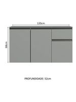 Balcão Gabinete de Pia Cozinha 3 Portas 1 Gaveta Suspenso Cinza – Madesa