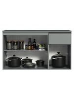 Balcão Gabinete de Pia Cozinha 3 Portas 1 Gaveta Suspenso Cinza – Madesa