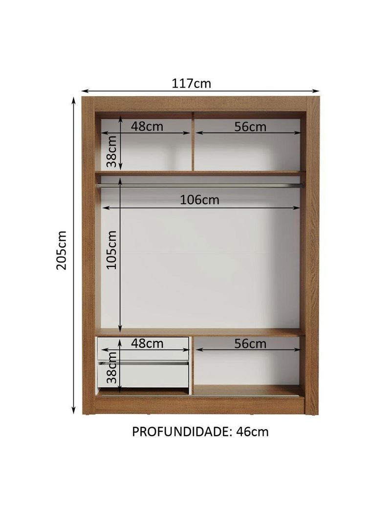 Guarda-roupa Solteiro Dallas 2 Portas de Correr Madesa