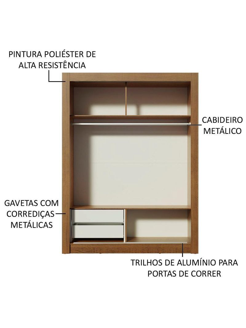 Guarda-roupa Solteiro Dallas 2 Portas de Correr Madesa