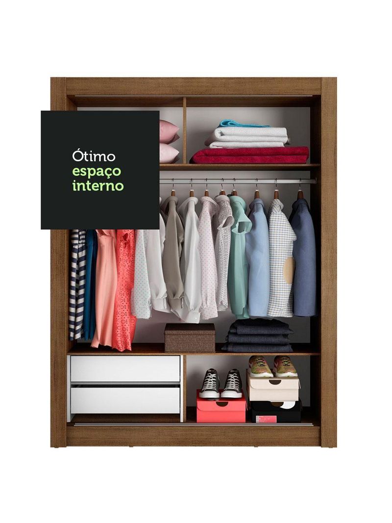 Guarda-roupa Solteiro Dallas 2 Portas de Correr Madesa