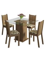 Conjunto Sala De Jantar Madesa Mesa Tampo Vidro 4 Cadeiras