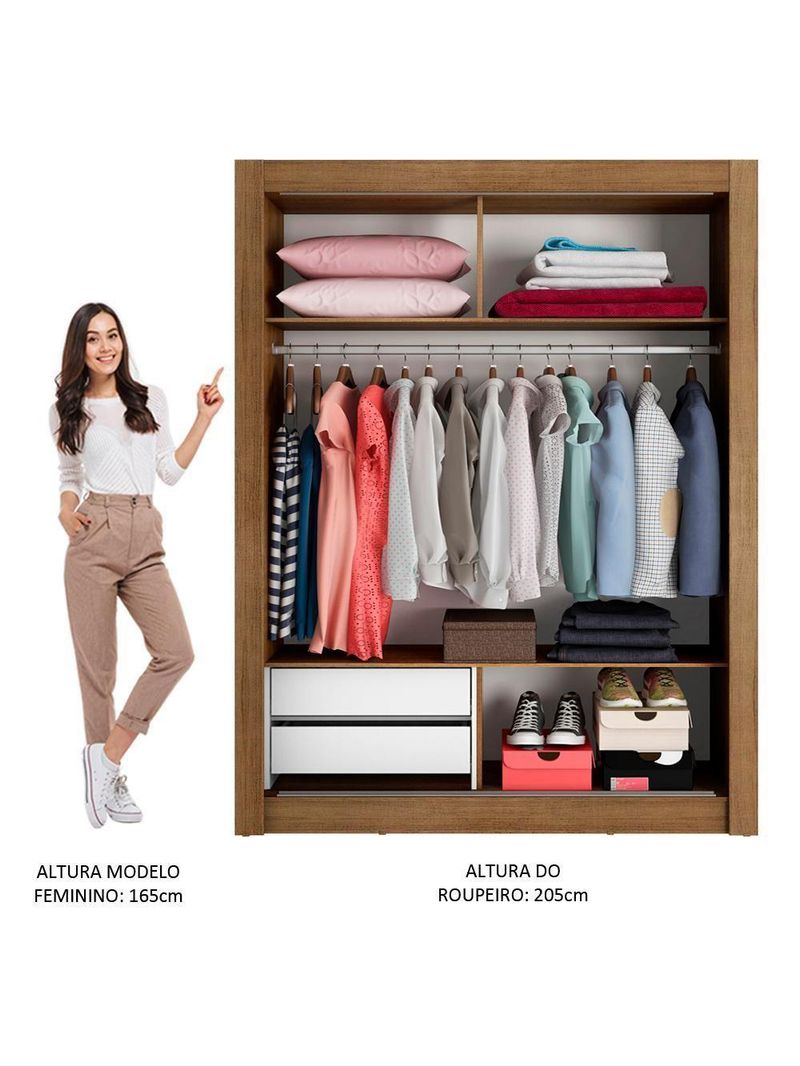 Guarda-roupa Solteiro Dallas 2 Portas de Correr Madesa