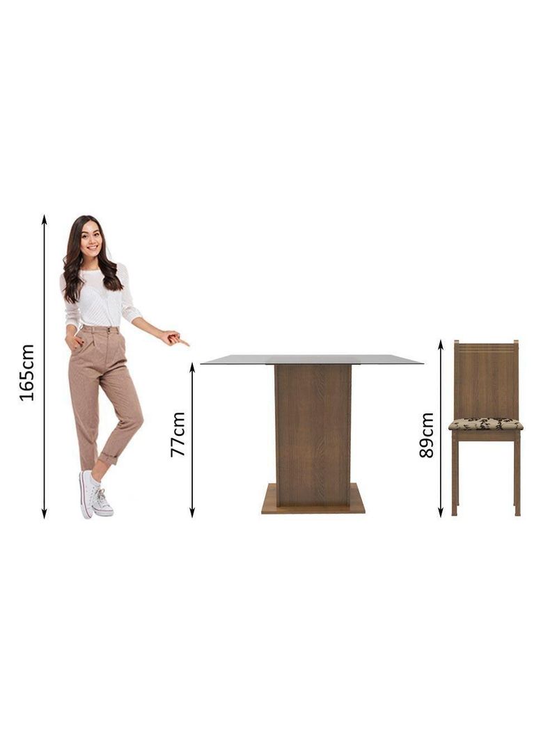 Conjunto Sala De Jantar Madesa Mesa Tampo Vidro 4 Cadeiras
