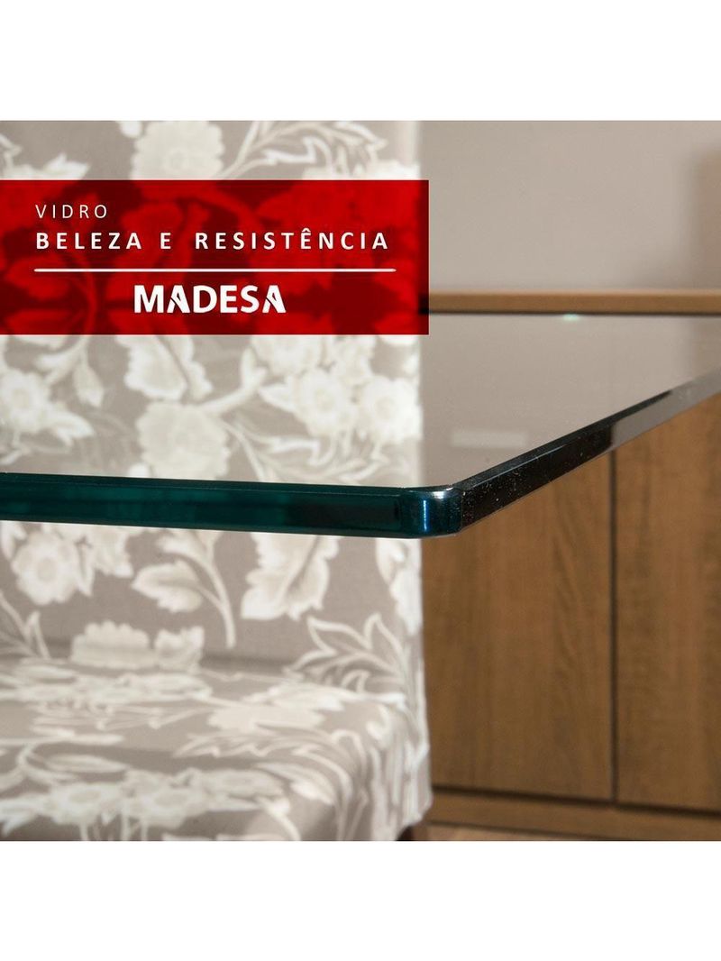 Conjunto Sala De Jantar Madesa Mesa Tampo Vidro 4 Cadeiras