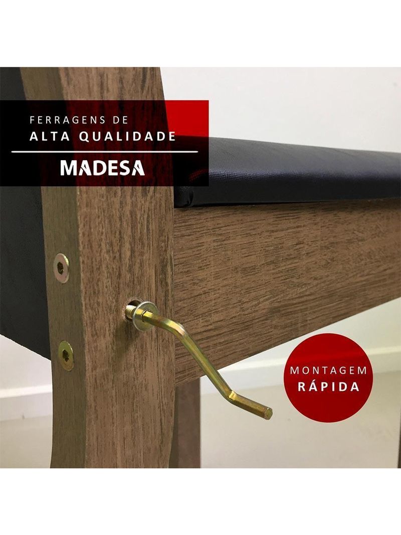Conjunto Sala De Jantar Madesa Mesa Tampo Vidro 4 Cadeiras