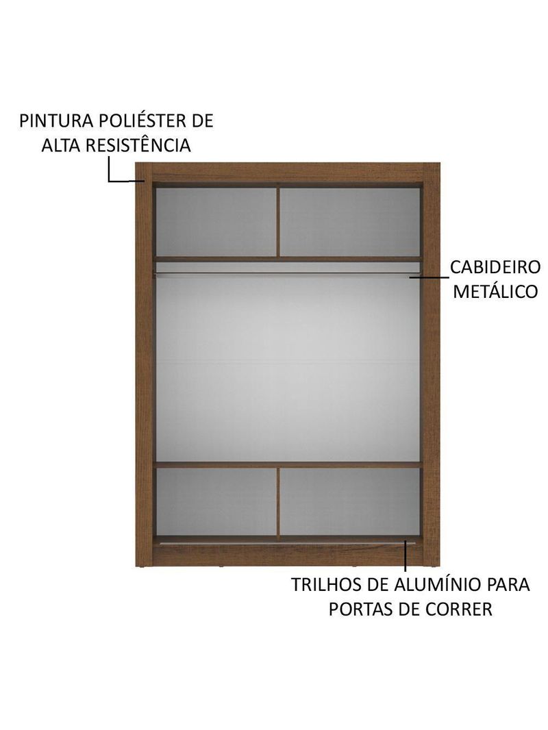 Guarda-Roupa Solteiro Denver 2 Portas de Correr Madesa