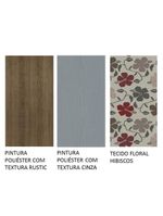 Conjunto Sala de Jantar Mesa Tampo de Madeira 4 Cadeiras – Rustic/Cinza/Floral Hibiscos – Samara Madesa