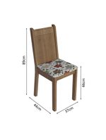 Conjunto Sala de Jantar Mesa Tampo de Madeira 4 Cadeiras – Rustic/Cinza/Floral Hibiscos – Samara Madesa
