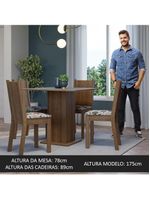 Conjunto Sala de Jantar Mesa Tampo de Madeira 4 Cadeiras – Rustic/Cinza/Floral Hibiscos – Samara Madesa