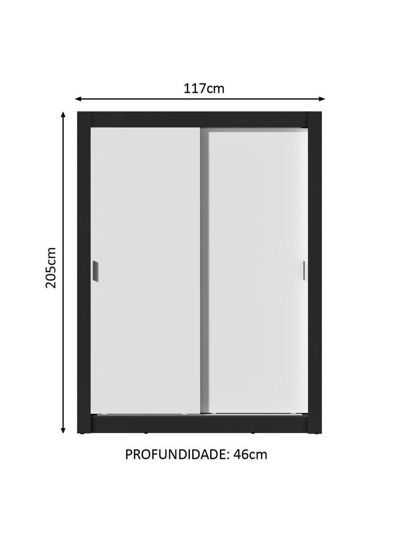 Guarda-roupa Solteiro Dallas Plus 2 Portas de Correr Madesa