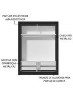 Guarda-roupa Solteiro Dallas Plus 2 Portas de Correr Madesa