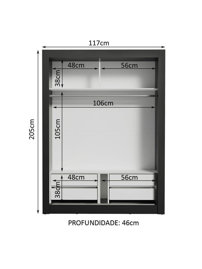 Guarda-roupa Solteiro Dallas Plus 2 Portas de Correr Madesa