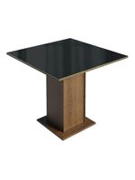 Conjunto Sala de Jantar Mesa Tampo de Vidro 4 Cadeiras Rustic/Preto Oxford – Evelin Madesa