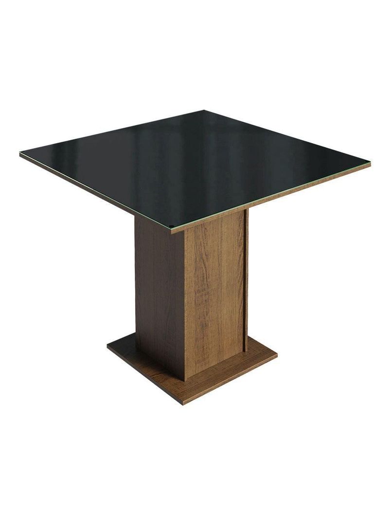 Conjunto Sala de Jantar Mesa Tampo de Vidro 4 Cadeiras Rustic/Preto Oxford – Evelin Madesa