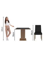 Conjunto Sala de Jantar Mesa Tampo de Vidro 4 Cadeiras Rustic/Preto Oxford – Evelin Madesa