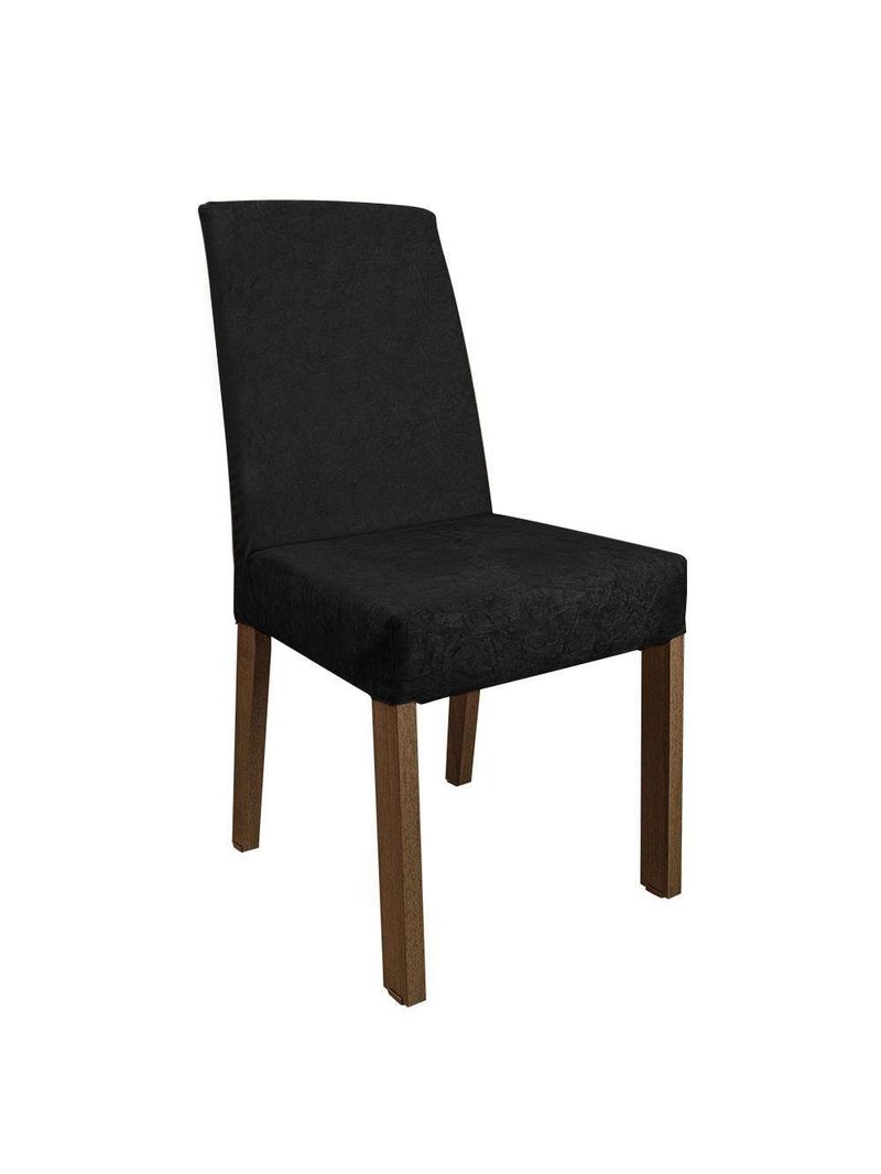 Conjunto Sala de Jantar Mesa Tampo de Vidro 4 Cadeiras Rustic/Preto Oxford – Evelin Madesa