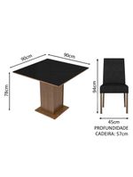 Conjunto Sala de Jantar Mesa Tampo de Vidro 4 Cadeiras Rustic/Preto Oxford – Evelin Madesa