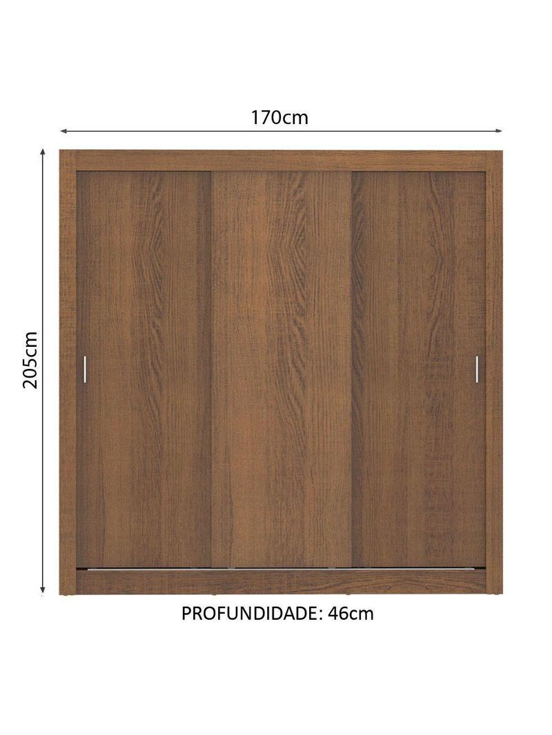 Guarda-Roupa Casal Mônaco 3 Portas de Correr Rustic Madesa