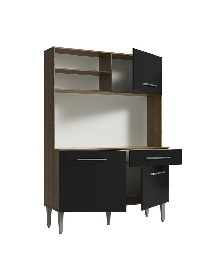 Cozinha Completa Compacta 120cm Life Rústico Preto Madesa