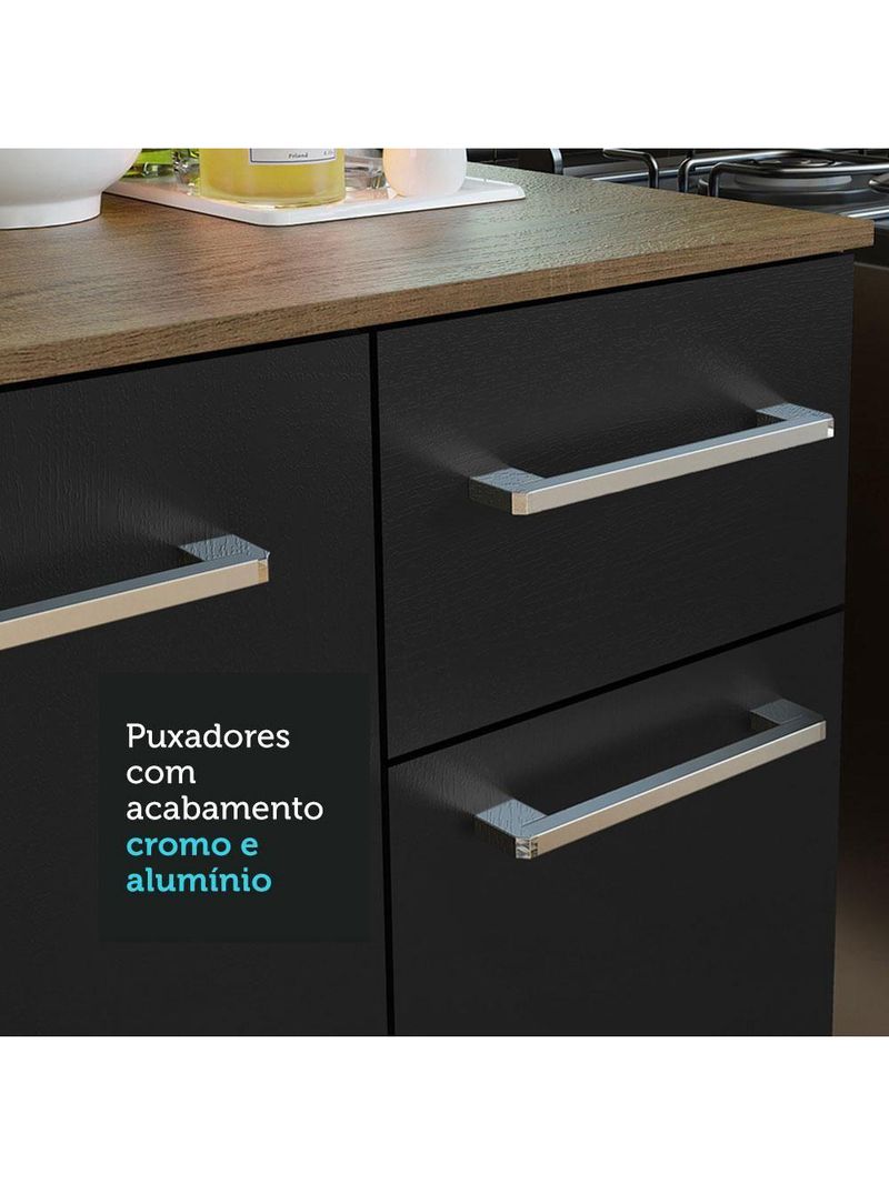 Cozinha Completa Compacta 120cm Life Rústico Preto Madesa