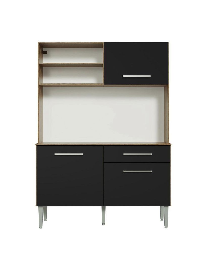 Cozinha Completa Compacta 120cm Life Rústico Preto Madesa