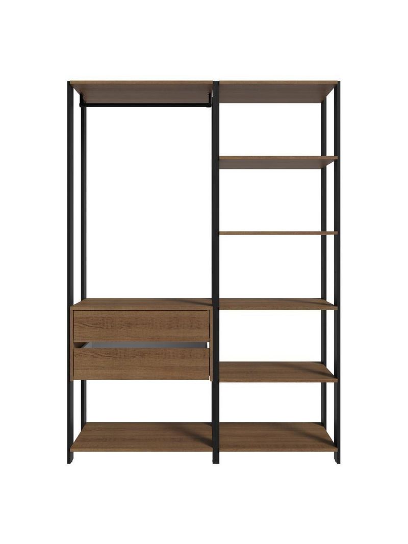 Guarda-Roupa Closet Modulado Valencia 2 Gavetas 129 cm – Rustic/Preto – Madesa XA