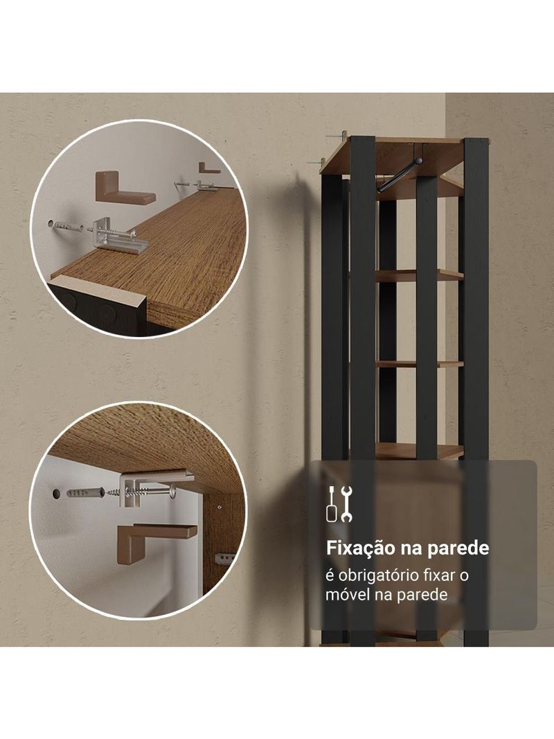Guarda-Roupa Closet Modulado Valencia 2 Gavetas 129 cm – Rustic/Preto – Madesa XA