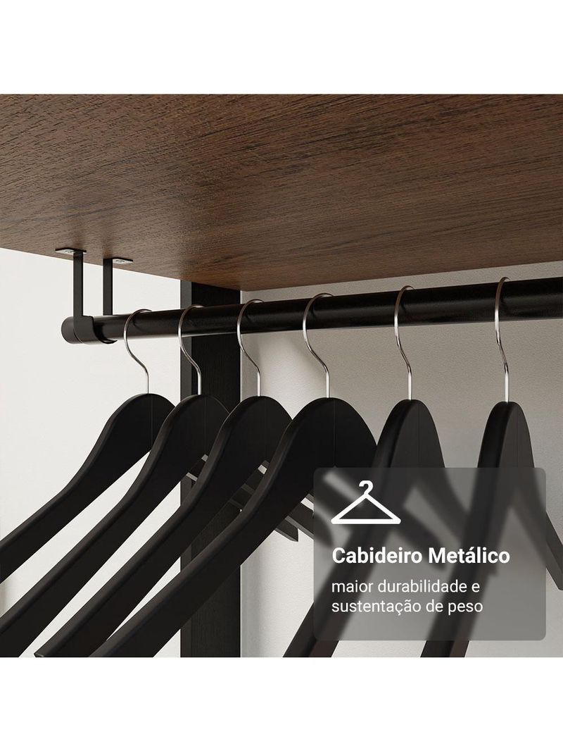 Guarda-Roupa Closet Modulado Valencia 2 Gavetas 129 cm – Rustic/Preto – Madesa XA