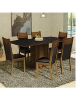 Kit Sala De Jantar Mesa 6 Cadeiras Preto Augusta