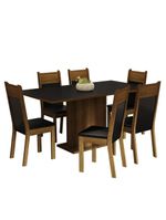 Kit Sala De Jantar Mesa 6 Cadeiras Preto Augusta