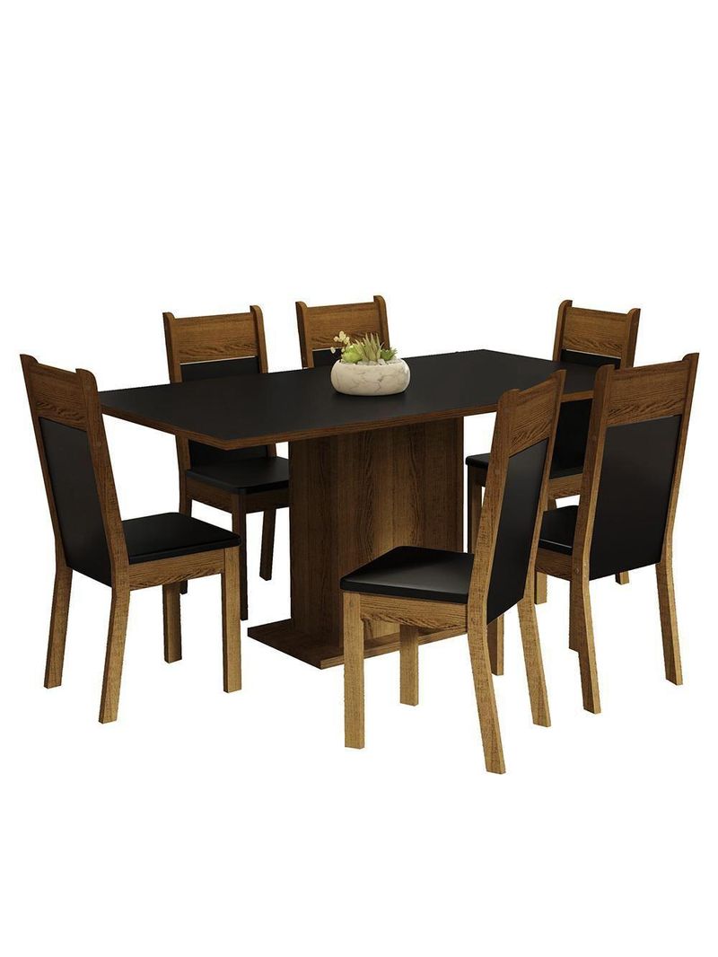 Kit Sala De Jantar Mesa 6 Cadeiras Preto Augusta