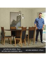 Kit Sala De Jantar Mesa 6 Cadeiras Preto Augusta