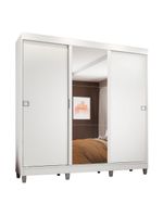 Guarda-Roupa Napoli 3 Portas 1 Espelho 8 Pés Branco Madesa