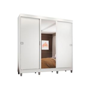 Guarda-Roupa Napoli 3 Portas 1 Espelho 8 Pés Branco Madesa