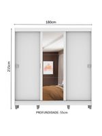 Guarda-Roupa Napoli 3 Portas 1 Espelho 8 Pés Branco Madesa