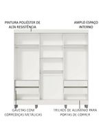 Guarda-Roupa Napoli 3 Portas 1 Espelho 8 Pés Branco Madesa