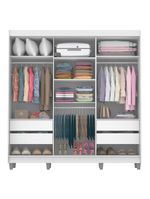 Guarda-Roupa Napoli 3 Portas 1 Espelho 8 Pés Branco Madesa