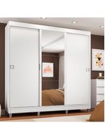 Guarda-Roupa Napoli 3 Portas 1 Espelho 8 Pés Branco Madesa