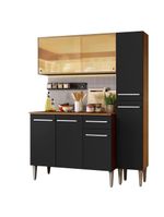 Cozinha Madesa Armário Balcão e Paneleiro Rustic/preto