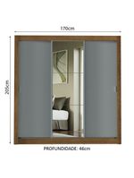 Guarda-roupa Casal Mônaco 3 Portas Com Espelho Rustic/Cinza
