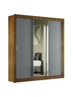 Guarda-roupa Casal Mônaco 3 Portas Com Espelho Rustic/Cinza