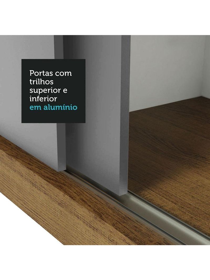 Guarda-roupa Casal Mônaco 3 Portas Com Espelho Rustic/Cinza