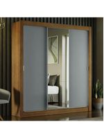 Guarda-roupa Casal Mônaco 3 Portas Com Espelho Rustic/Cinza