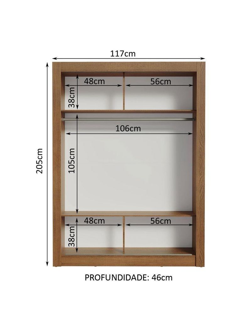 Guarda-roupa Solteiro Denver 2 Portas Correr Espelho Madesa